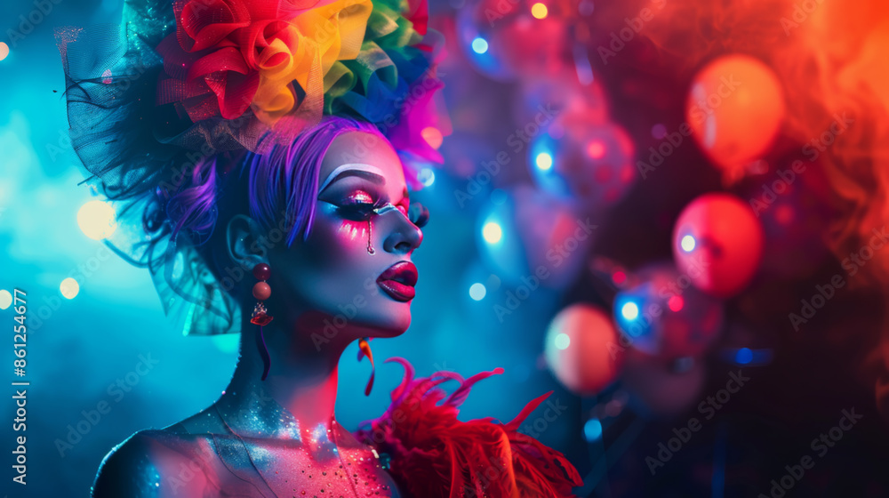 Vibrant Drag Queen in Neon Light Vibrant Drag Queen in Neon Light