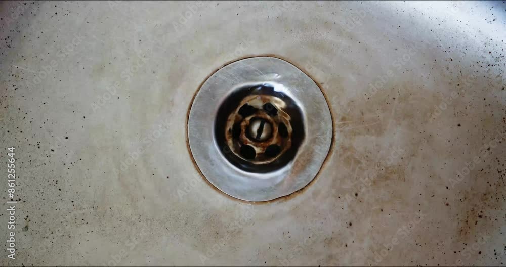 Kitchen sink drain needs cleaning to prevent debris buildup and maintain hygiene Kitchen sink drain needs cleaning to prevent debris buildup and maintain hygiene