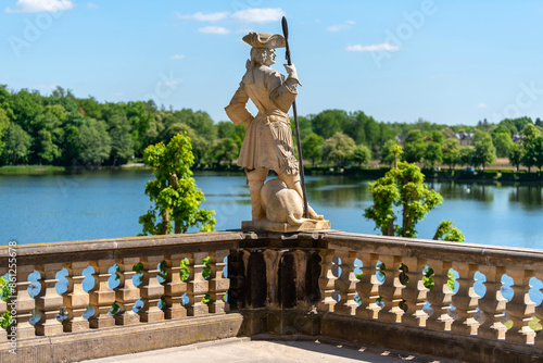A statue depicting a hunter. Moritzburg Castle, Saxony, Germany photo