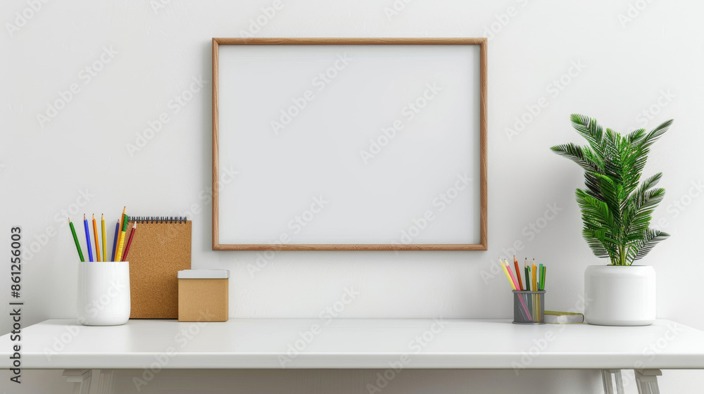 Obraz premium 'homework station with a whiteboard, corkboard, and shelves, organized with school supplies' 