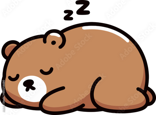 cute brown bear sleeping cartoon illustration