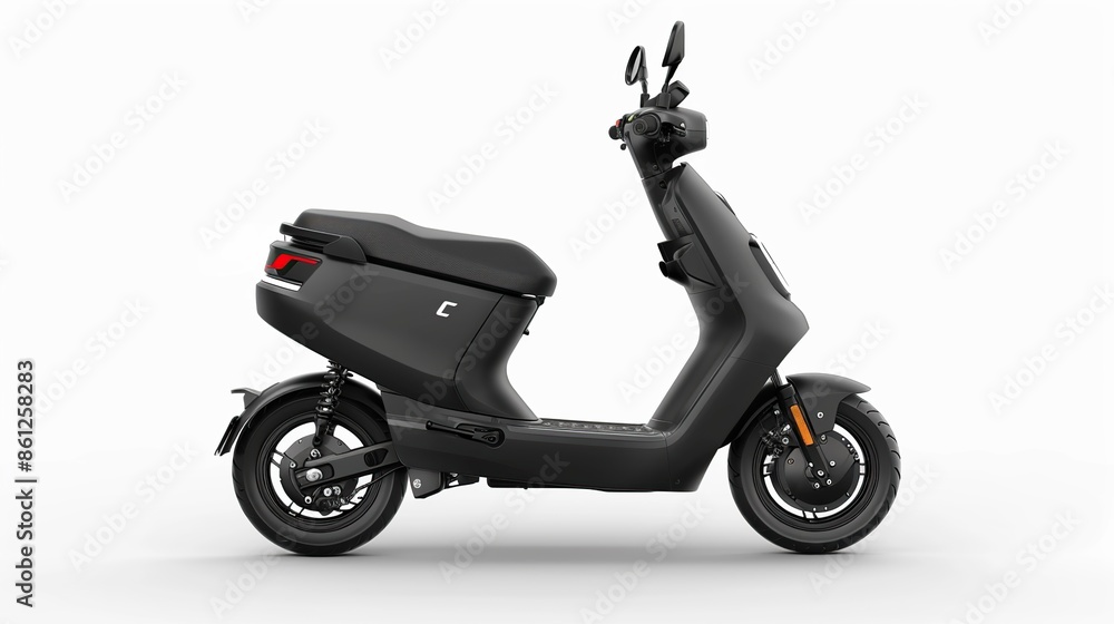 Black modern electric scooter isolated on white background Black modern electric scooter isolated on white background