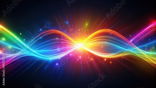 Colorful pulsating wave of light and energy , vibrant, abstract, pulsing, dynamic, movement, vibrant colors