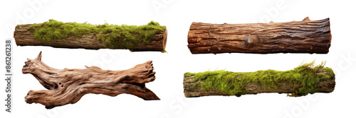 Wooden log png element set on transparent background