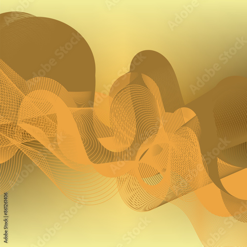Abstract background with wavy lines. Vector illustration. Gold color.