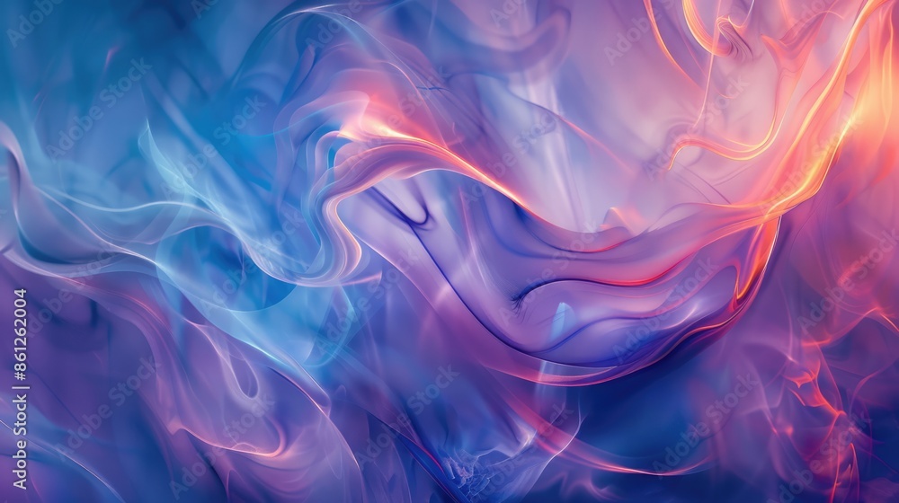 Fototapeta premium Fluid, flowing forms in an abstract design selective focus, digital art, ethereal, blend mode, canvas backdrop