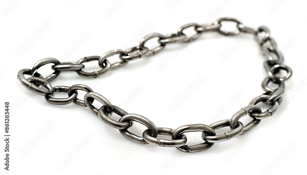 One common metal chain isolated on white One common metal chain isolated on white