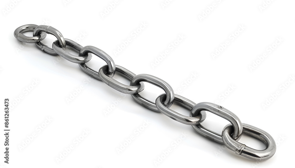 One common metal chain isolated on white One common metal chain isolated on white