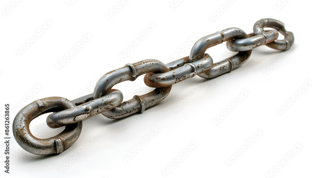 One common metal chain isolated on white One common metal chain isolated on white