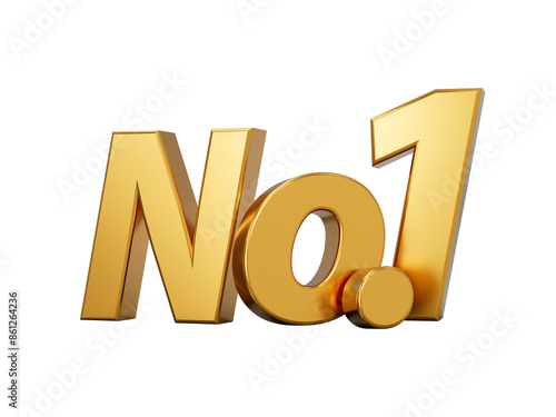 Foto Golden no 1 text 3D illustration.