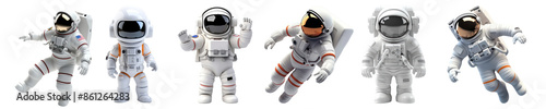 3D astronaut png element set on transparent background