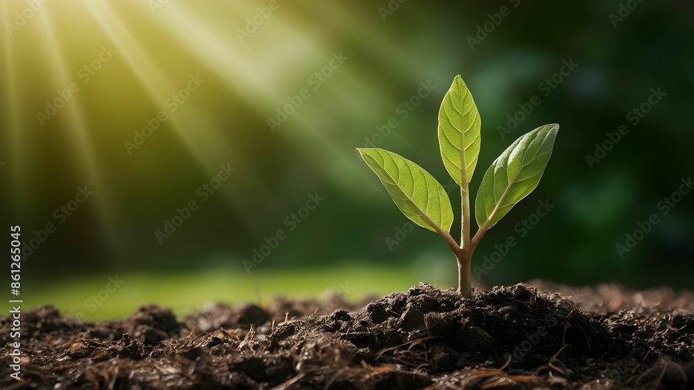 A small plant growing out of soil showing GROWTH A small plant growing out of soil showing GROWTH