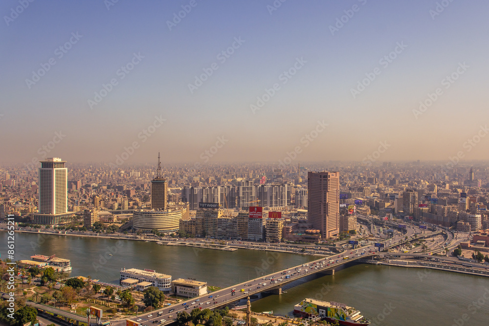 Fototapeta premium A panorama of Cairo as seen from the Cairo Tower.