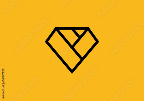 simple line design letter V based on diamond logo