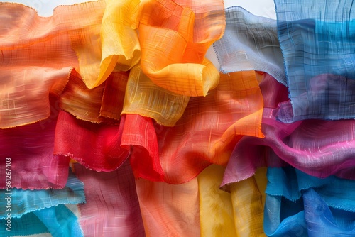 Close-up of colorful fabric on table photo