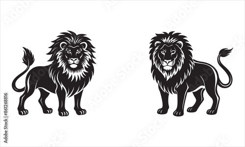 Lion silhouette design vector art AI Technology  photo