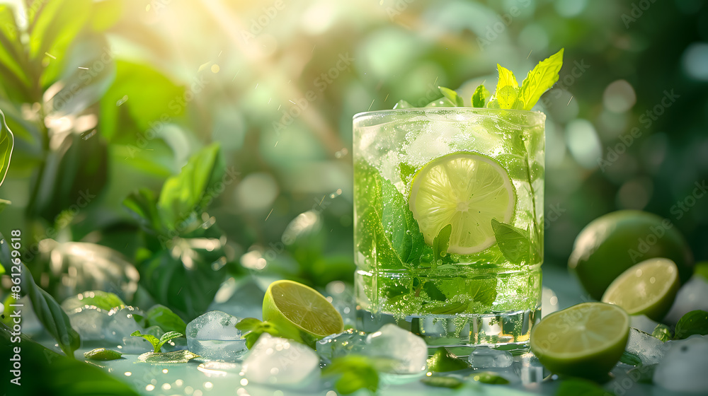Product photo of fresh mojito with ice Product photo of fresh mojito with ice