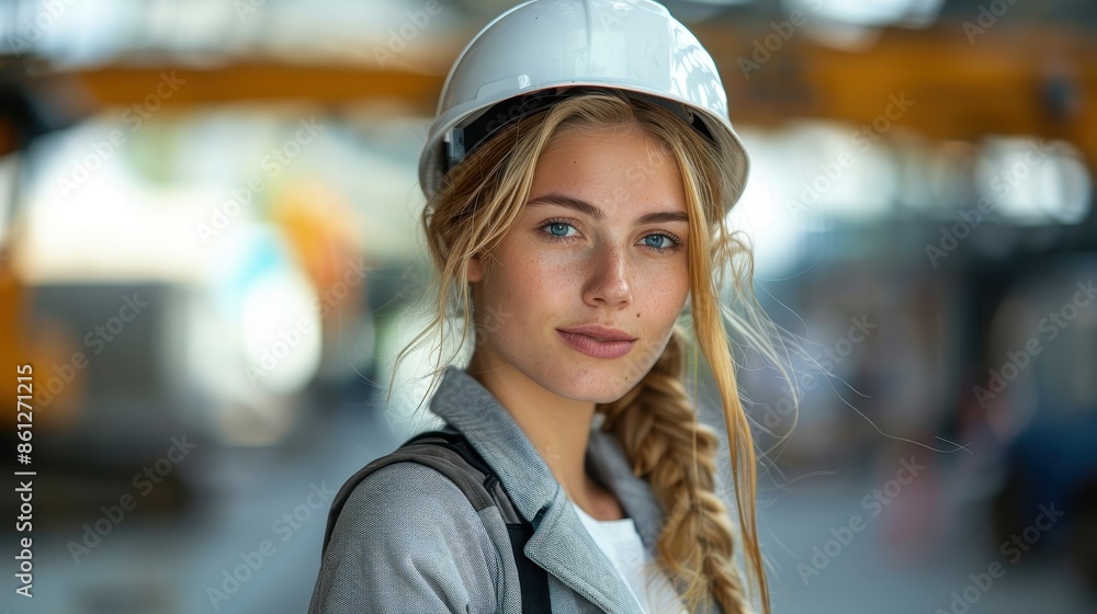 A female engineer in a white helmet stands confidently at a construction site, reflecting the increasing involvement of women in technical fields and their contributions. A female engineer in a white helmet stands confidently at a construction site, reflecting the increasing involvement of women in technical fields and their contributions.