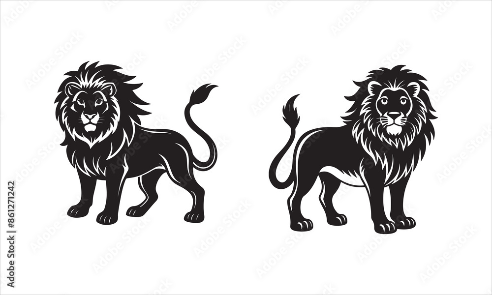 Obraz premium Lion silhouette design vector art AI Technology 