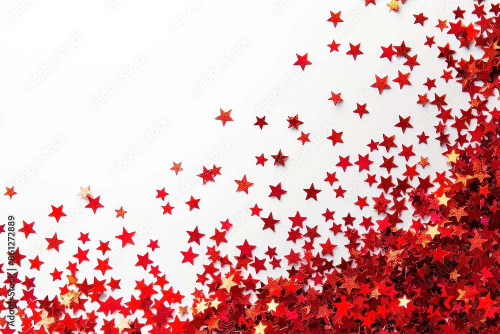 Obraz premium small red stars scattered on a white background