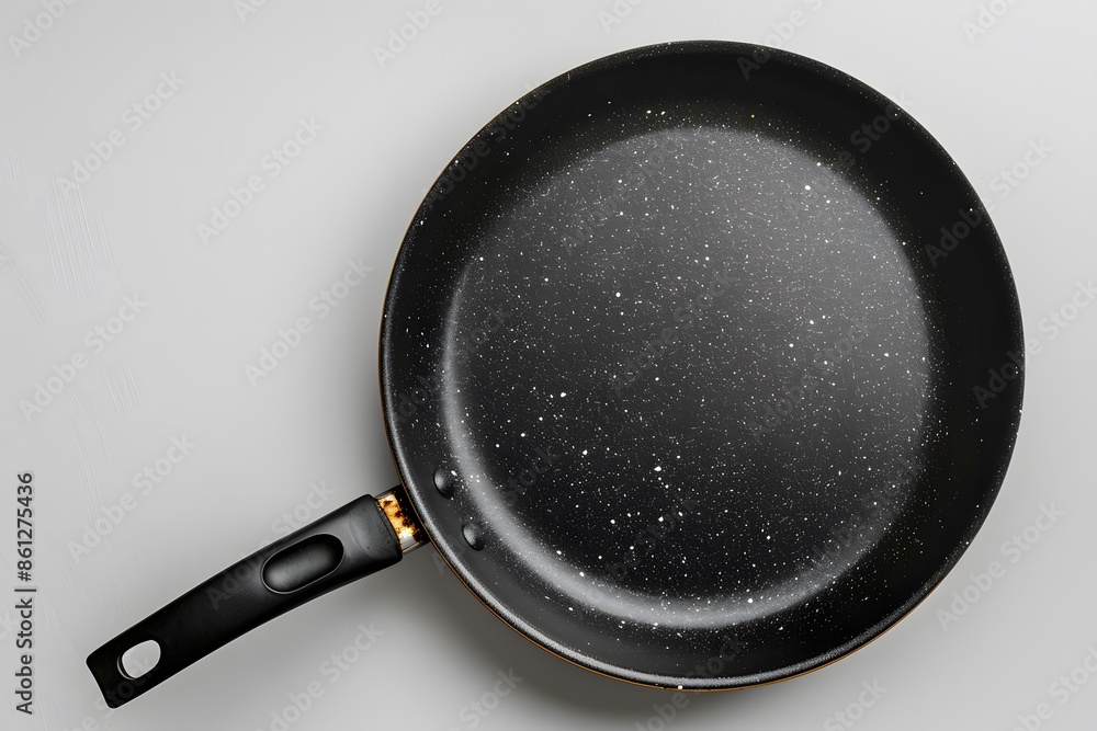 Close-up frying pan black handle Close-up frying pan black handle