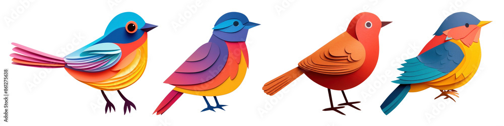 Obraz premium Paper craft bird png on transparent background