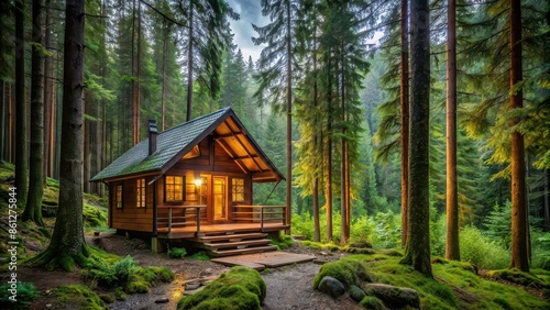 Secluded forest cabin surrounded by nature, perfect for a peaceful retreat, cabin, forest, secluded, nature, peaceful © Sujid