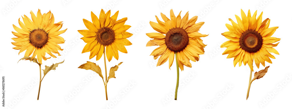 Real pressed sunflowers set Real pressed sunflowers set
