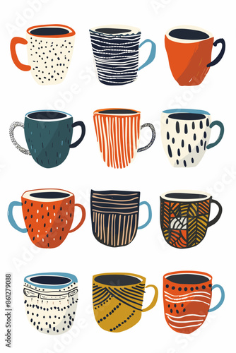 Wallpaper Mural Vibrant Collection of Unique Handcrafted Ceramic Cups in Various Colors and Designs for Artistic Drinking Torontodigital.ca