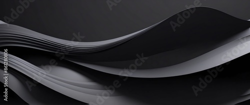 black theme wave layers solid d abstract background banner with copy space