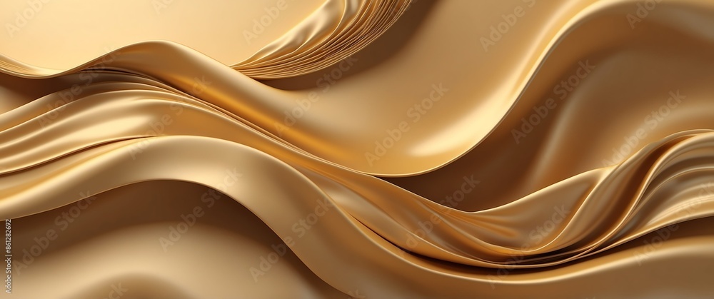 Fototapeta premium gold theme silk laces wave layers solid d abstract background banner with copy space
