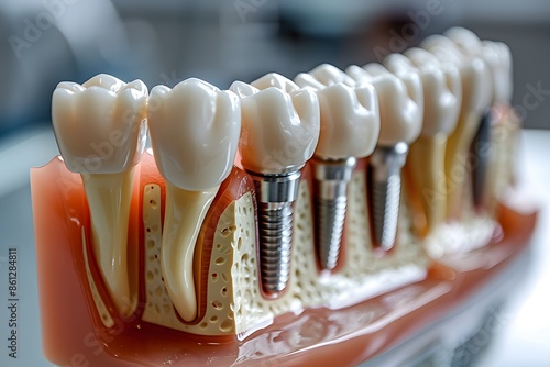 Close-up tooth dental implant photo