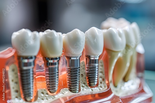 Close-up of tooth with dental implant photo