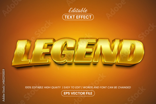 Gold legend 3d text style, editable text effect design template