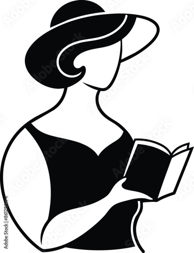 Women silhouette reading a book