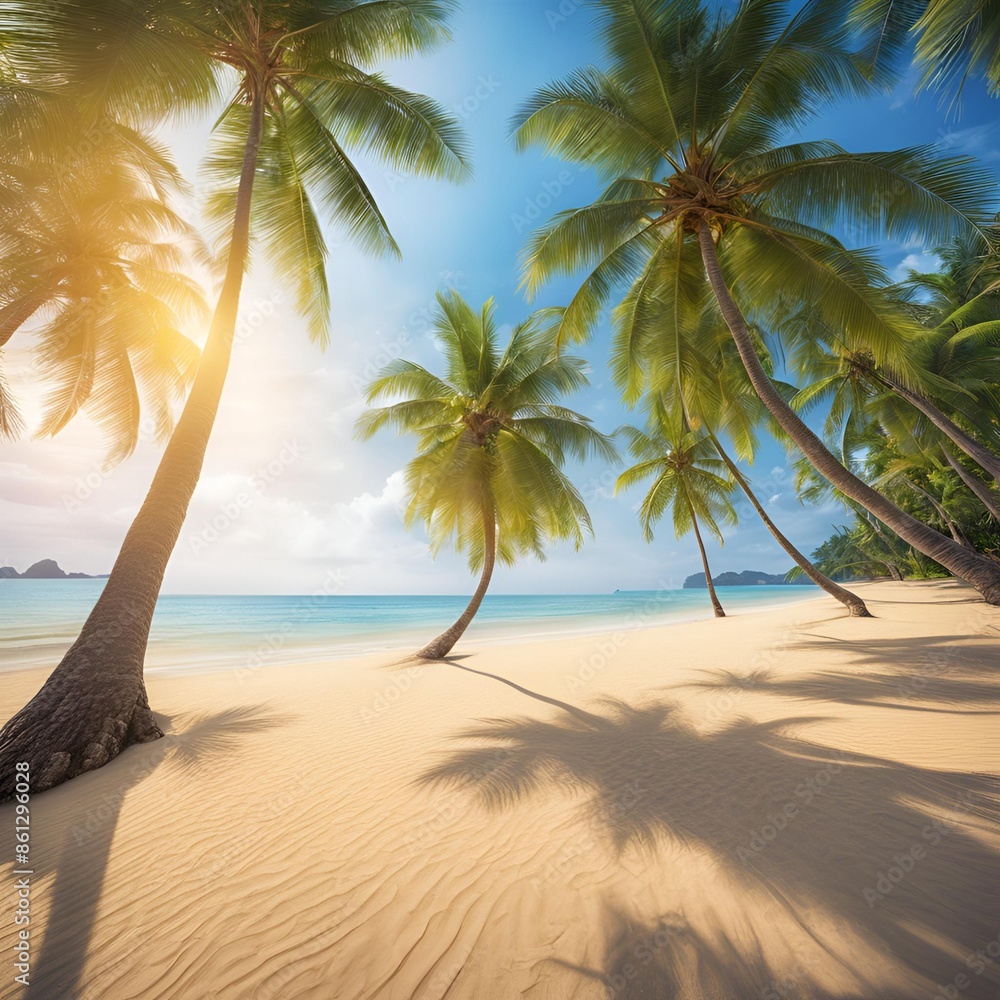 Obraz premium Summer beach with coconut trees - 1