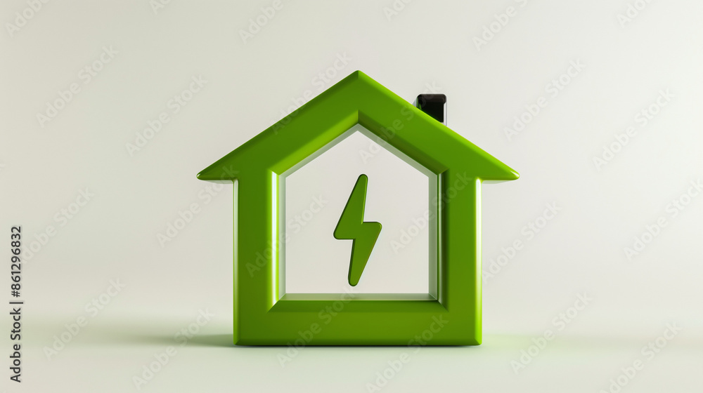 Fototapeta premium green house icon, Energy generation, power management, smart home, ioT home 