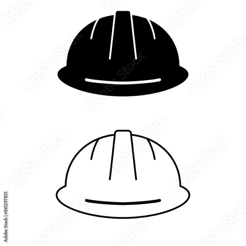 Construction helmet, linear icon. construction worker icon. Thin linear construction worker outline icon isolated on white background.