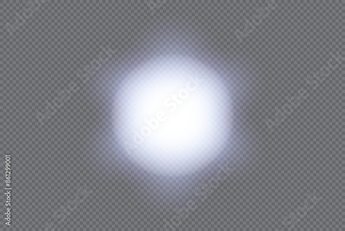 Several diode beams of cold white light overlaid on the wall. Front view of the light of an electric lamp or a flashlight. Shadow vector illustration