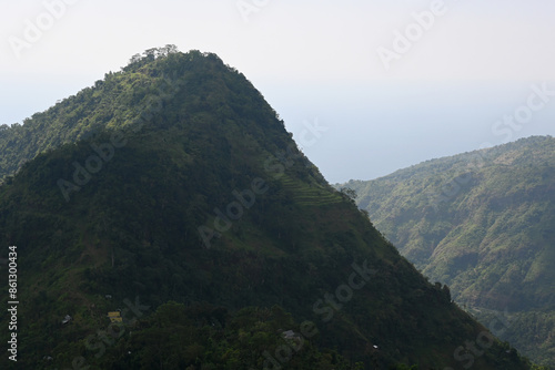 "Lahangan Sweet" view point, at Karangasem regency of Bali, with mountain and hills landscape surroundings