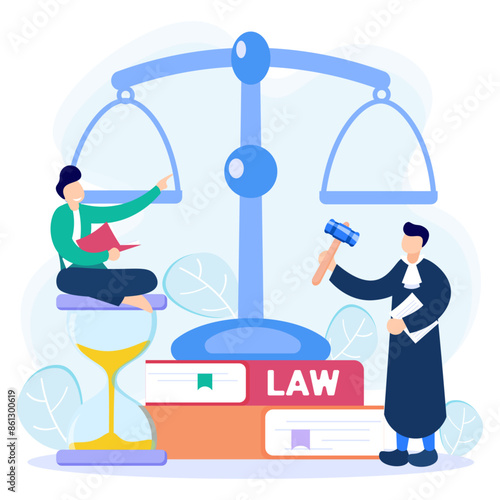 Illustration vector graphic cartoon character of law and justice