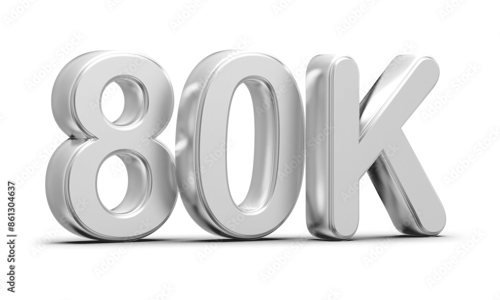 80k Followers Silver Number 3D Render 80k Followers Silver Number 3D Render