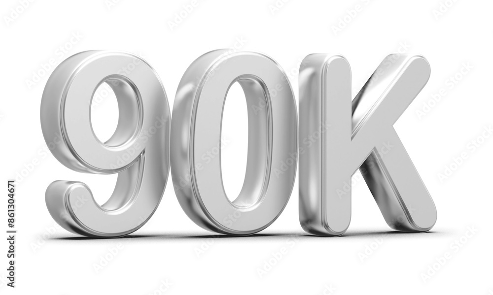 90k Followers Silver Number 3D Render 90k Followers Silver Number 3D Render