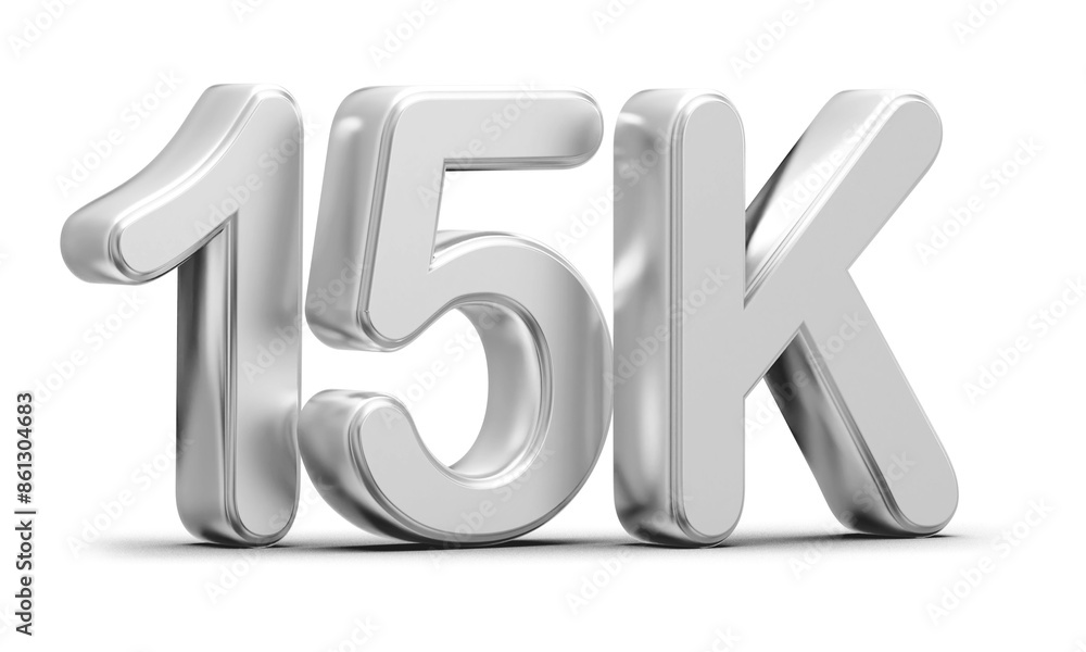 15k Followers Silver Number 3D Render 15k Followers Silver Number 3D Render