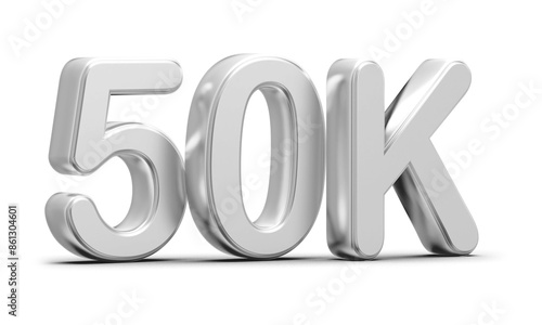 50k Followers Silver Number 3D Render