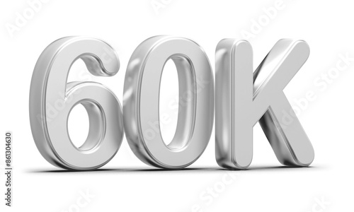60k Followers Silver Number 3D Render