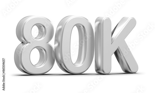 80k Followers Silver Number 3D Render