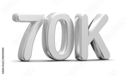 70k Followers Silver Number 3D Render