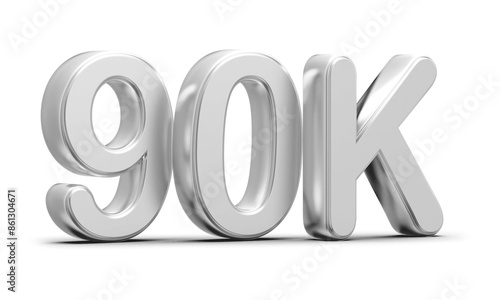 90k Followers Silver Number 3D Render