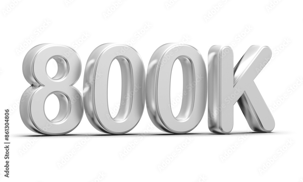 800k Followers Silver Number 3D Render 800k Followers Silver Number 3D Render